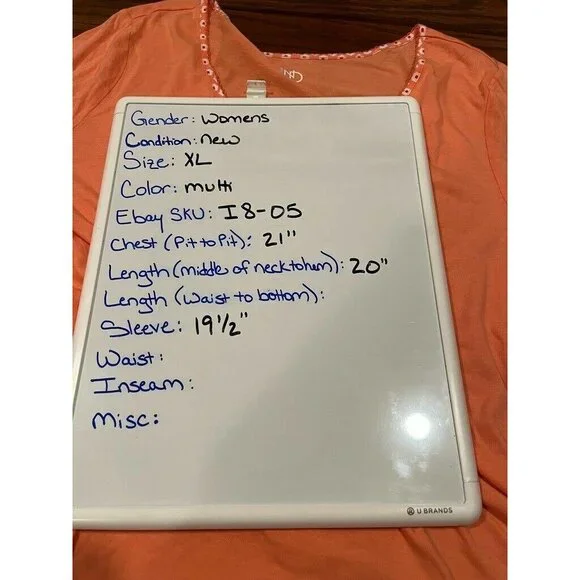 New Directions Intimates Pajama Top Womens XL Orange Geometric Long Sleeve New - Picture 9 of 9